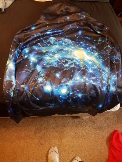 Mens size XXL blue n black Galaxy design hoodie from Amazon - Thumbnail 3
