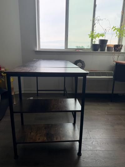 55 Industrial Computer Desk with 2Tier Storage Shelves  Blac - Thumbnail 2