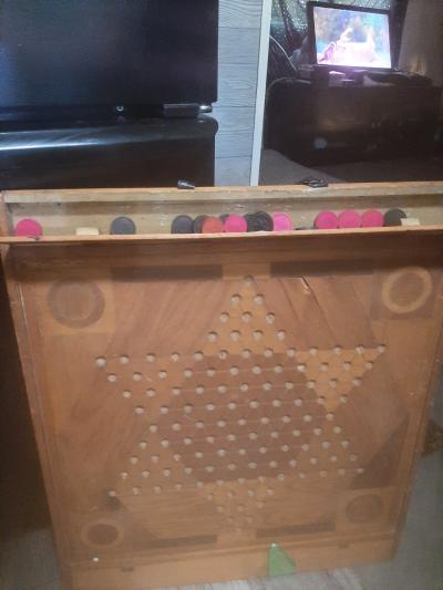 vintage carrom panel wodode 2 sided chienese checker board - Thumbnail 5