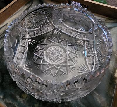 ABP Hand Cut Crystal Fruit Bowl w Stars and Pears - Thumbnail 4
