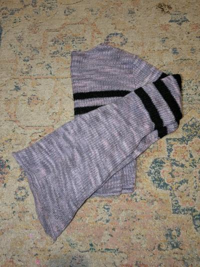 Purple  Black Stripe Marled Bell Sleeve Girls Crop Sweater