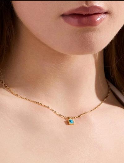 Aquamarine Necklace In Gold - Thumbnail 2