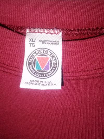 Vintage 90s MunsingWear Burgandy Blank Sweatshirt Made USA - Thumbnail 5