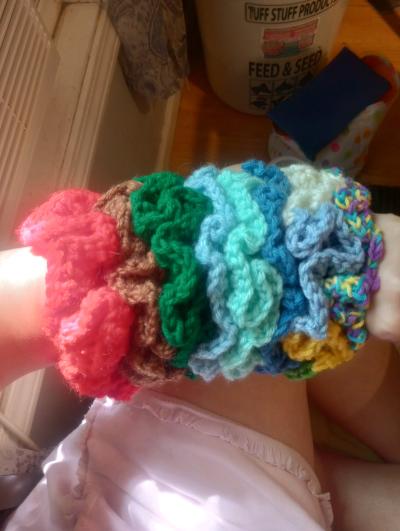 2 random colored scrunchies for sale
