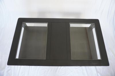 Modern Black Coffee Table – Glass Top, 2 Drawers, Freshly Refinished - Thumbnail 5
