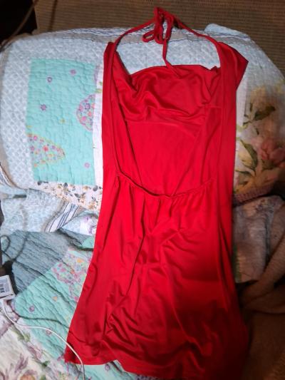 small red dress with split up both side - Thumbnail 2
