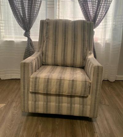 Ashley Furniture Swivel Glider Accent Chair Ivory Black - Thumbnail 2