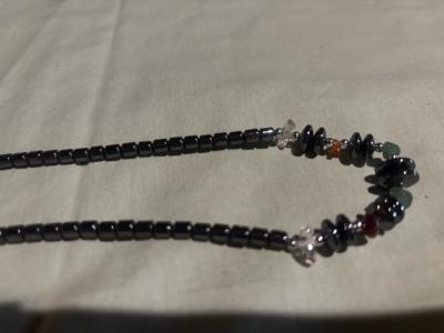 steel necklace with multi colored stones