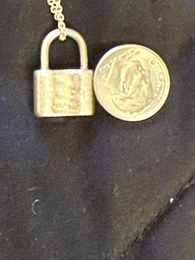 Tiffany Sterling Silver Padlock Pendant Necklace with COA - Thumbnail 6