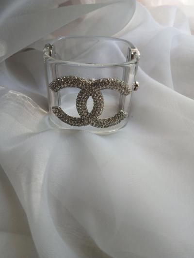 Chanel clear CC crystal cuff Acrylic