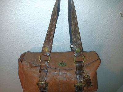 Vintage Brown Coach Chelsea Turnlock Pebble Leather Satchel