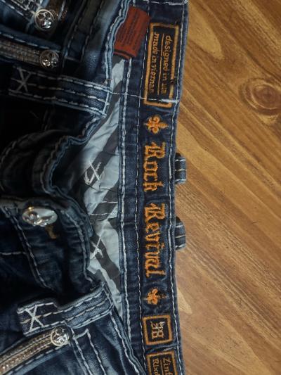 rock rival jeans size 38 distressed look faded denim - Thumbnail 3