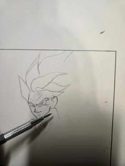Drawing of Super Saiyan Goku Framed pencil drawing - Thumbnail 2