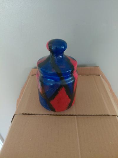 Handpainted glass jar