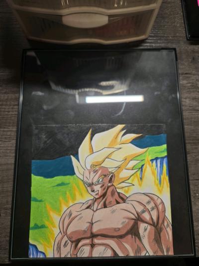 Drawing of Super Saiyan Goku Framed pencil drawing