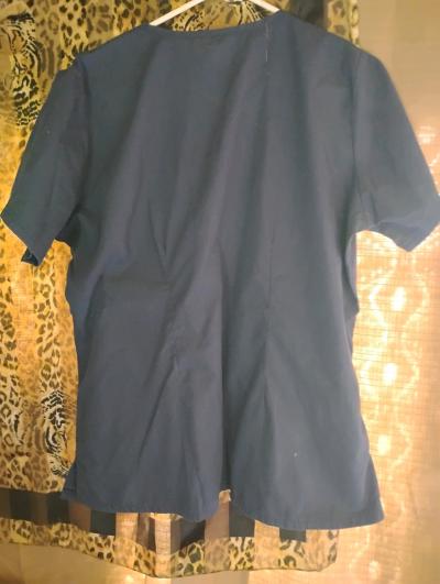 A Nice Womens Dark Blue Scrub with Three Snap Pockets - Thumbnail 3