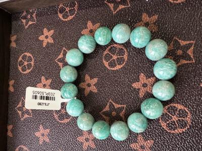 13mm Natural Amazonite Stretch Bracelet Blue Green Crystal