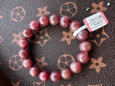 12mm Plum Purple Starlight Strawberry Quartz Bracelet Natura - Thumbnail 4