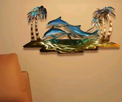 Acrylic Dolphins and Palm Trees Wall Decor