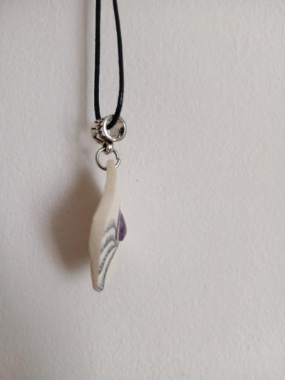 mammoth tusk pendant with natural amethyst - Thumbnail 4