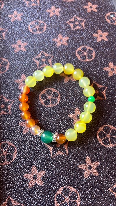 Natural Yellow Agate Bracelet 10mm  Genuine Gemstone wit