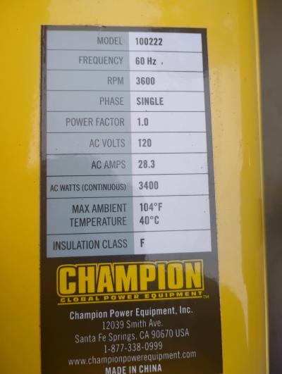 Champion 4000 Generator - Thumbnail 6