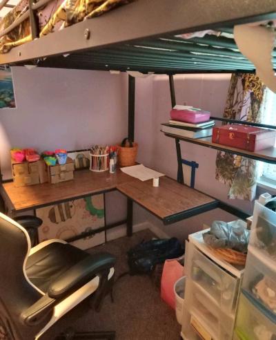 metal twin size loft bed fits in small bedroom