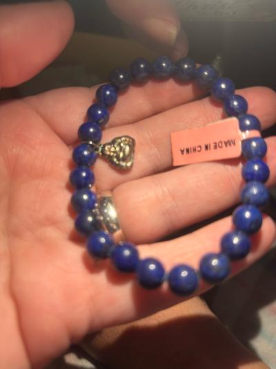 blue Lapis bracelet with heart charm - Thumbnail 2