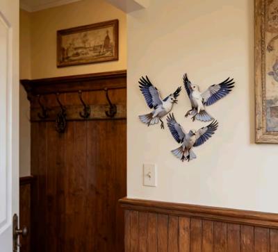 Set of Three 2D Flat Seagulls