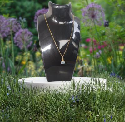 WOMENS AQUAMARINE GEMSTONE PENDANT 18 INCH GOLD PLATED CHAIN - Thumbnail 2