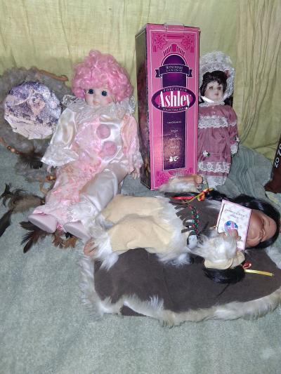 Three Porcelain Dolls plus a Dream Catcher