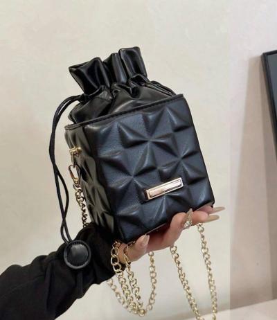Black Quilted Bucket Bag  Tumbler - Thumbnail 2