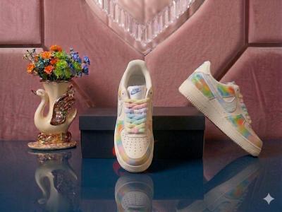 Custom Nike Air Force 1 Low Top LaceUp Sneakers Colorblock - Thumbnail 3