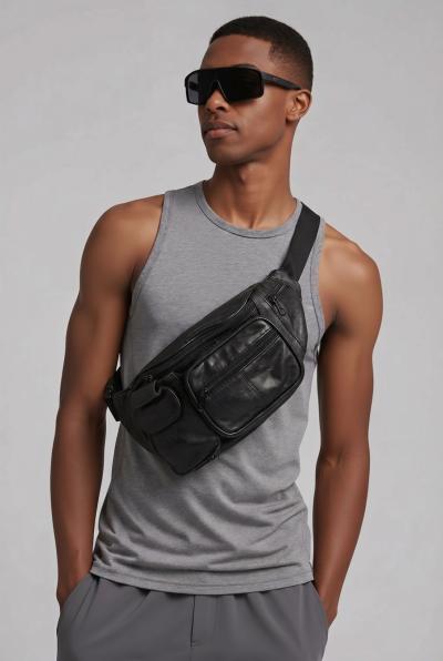 Black leather Fanny pack good condition - Thumbnail 2