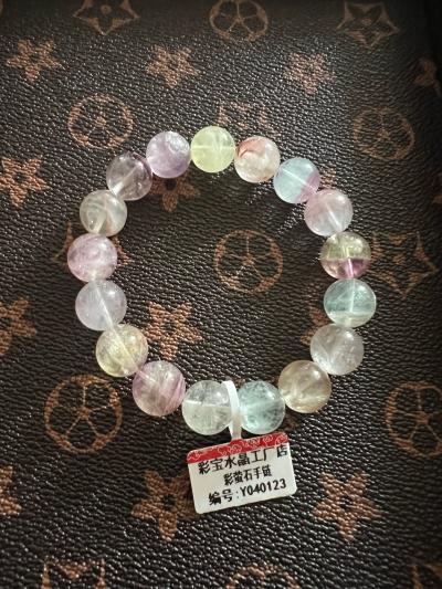 13mm Candy Multicolor Fluorite Bracelet Natural Pastel Pink