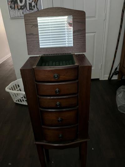 Antique Dark Wood Jewelry Stand