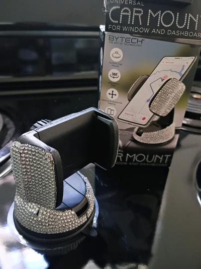 bedazzled phone holder mount for car