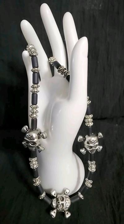 Chunky black Skull Choker necklace