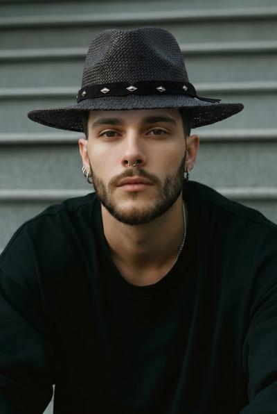 black straw unisex hat never worn