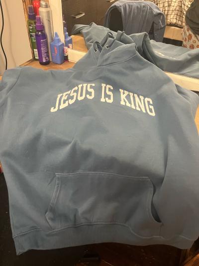 blue jesus loves you hoodie XL
