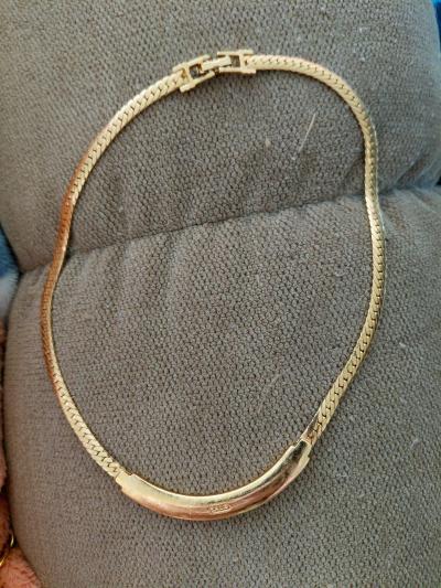 Unique S A L Gold Tone Collar Necklace Swarovski Crystals - Thumbnail 3