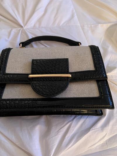 small black and beige handbag like new - Thumbnail 2