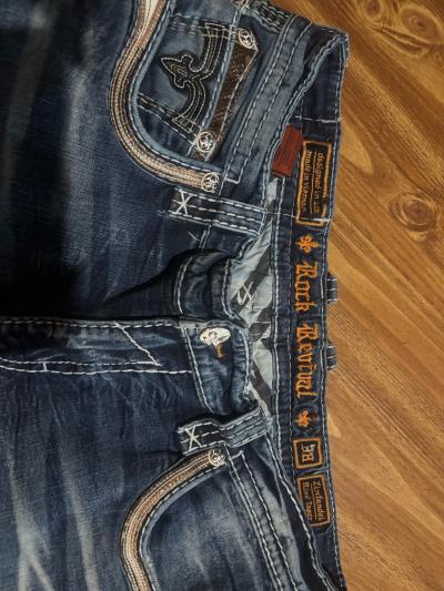 rock rival jeans size 38 distressed look faded denim - Thumbnail 2