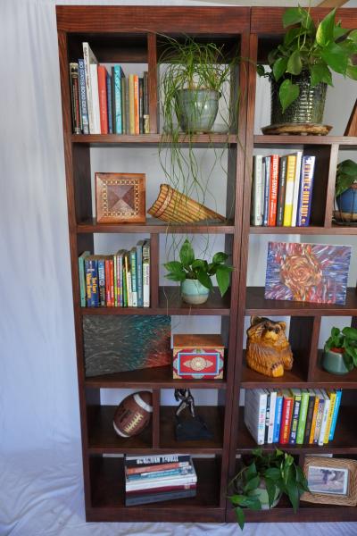 Custom Handcrafted Solid Wood Bookcase Set - Hickory Finish - Thumbnail 6