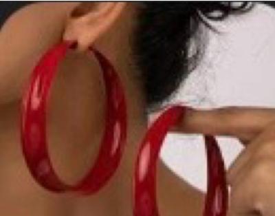 Red large hoop earrings new