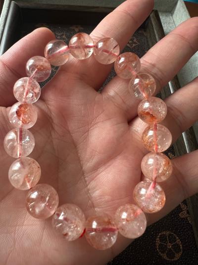 11mm Red Inclusion Flower Quartz Stretch Bracelet Glossy Uni - Thumbnail 3