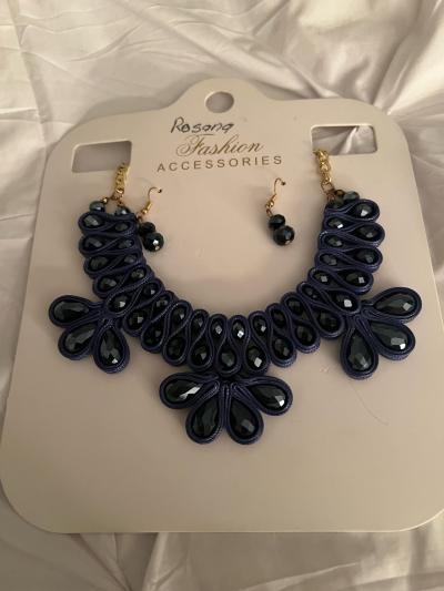 blue necklace and earrings set new - Thumbnail 2