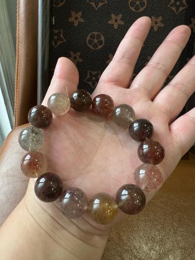 18mm Large Oily Strawberry Quartz Bracelet Natural Red Spark - Thumbnail 2