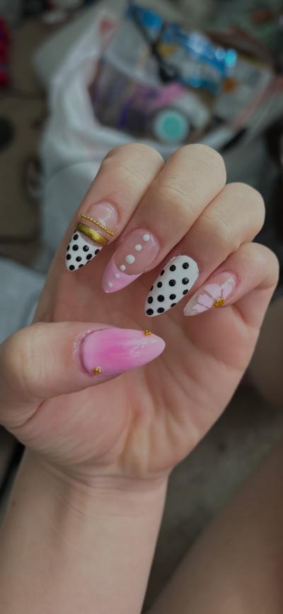 polka dot handmade press on nails