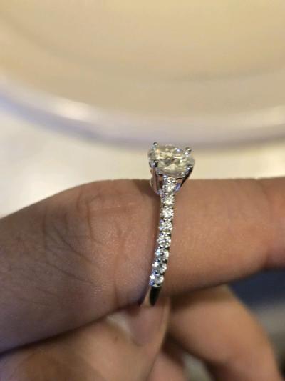 Sparkling Sterling Silver Moissanite Engagement Ring 095 CT - Thumbnail 2